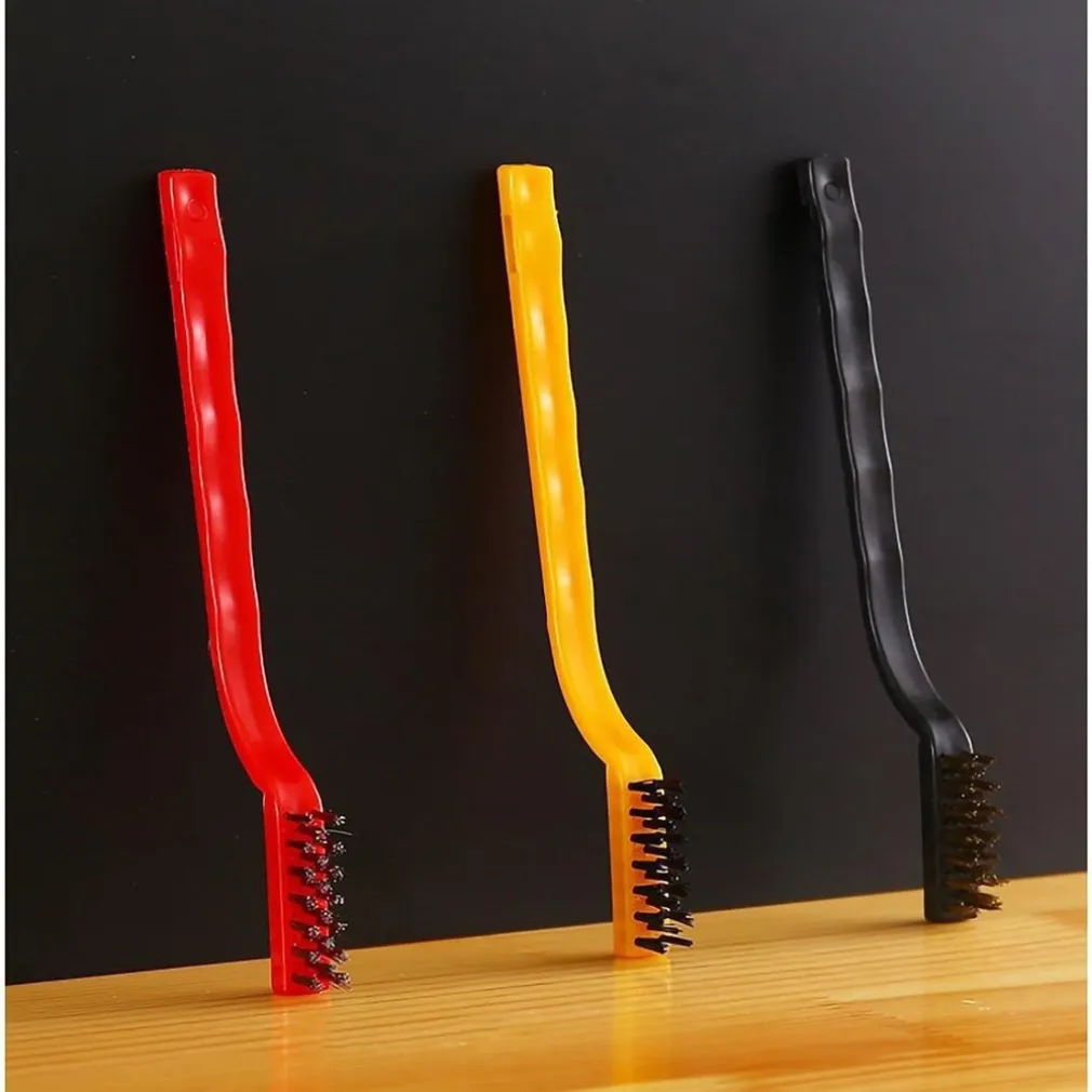 SET DI 3 SPAZZOLE IN NYLON ANTIRUGGINE PER PULIZIA DEL FILO DI ACCIAIO PER STUFE