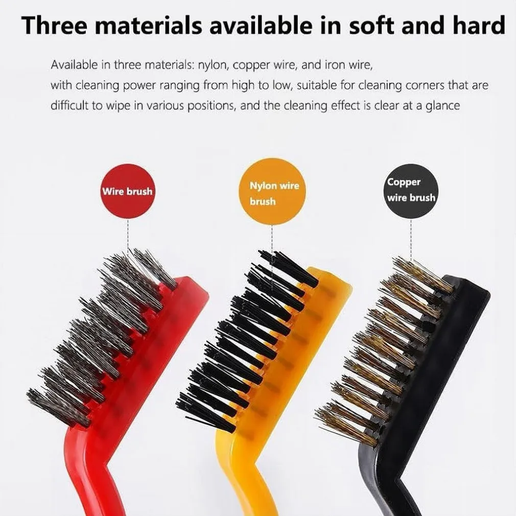 SET DI 3 SPAZZOLE IN NYLON ANTIRUGGINE PER PULIZIA DEL FILO DI ACCIAIO PER STUFE