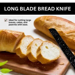 SET DI COLTELLI RIVESTITI IN MARMO CON MANICI ERGONOMICI ANTISCIVOLO 6 PEZZI NERO