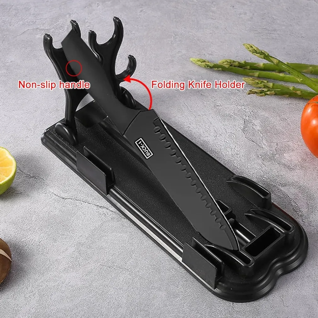 SET DI 7PZ COLTELLI DA CUCINA PROFESSIONALI CHEF FORBICI PELAPATATE ACCIAIO NERO
