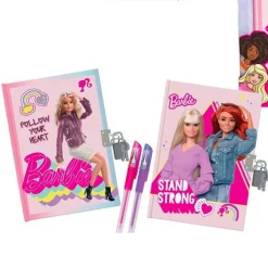 SET DIARI SEGRETI BARBIE CON LUCCHETTO E CHIAVI PENNE GEL GLITTERATE COLORATE
