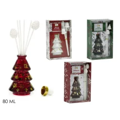 SET DIFFUSORE DI FRAGRANZA PER AMBIENTE FORMA ALBERO NATALIZIO DA 80ML CON 6 BASTONCINI