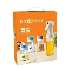 SET DISPENSER SPRAY PER OLIO CON 3 CONTENITORI DOSATORE PER CONDIMENTI SPEZIE SALE CUCINA