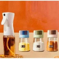 SET DISPENSER SPRAY PER OLIO CON 3 CONTENITORI DOSATORE PER CONDIMENTI SPEZIE SALE CUCINA