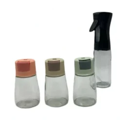 SET DISPENSER SPRAY PER OLIO CON 3 CONTENITORI DOSATORE PER CONDIMENTI SPEZIE SALE CUCINA