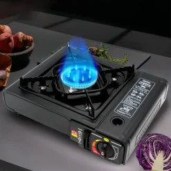 SET FORNELLO A GAS DA CAMPEGGIO IN VALIGETTA A DOPPIA FUNZIONE CARTUCCE INTERNE BOMBOLA