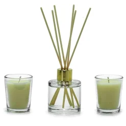 SET FRAGRANZA AMBIENTE DIFFUSORE CON 6 BASTONCINI 2 CANDELE PROFUMATE CASA CENTROTAVOLA