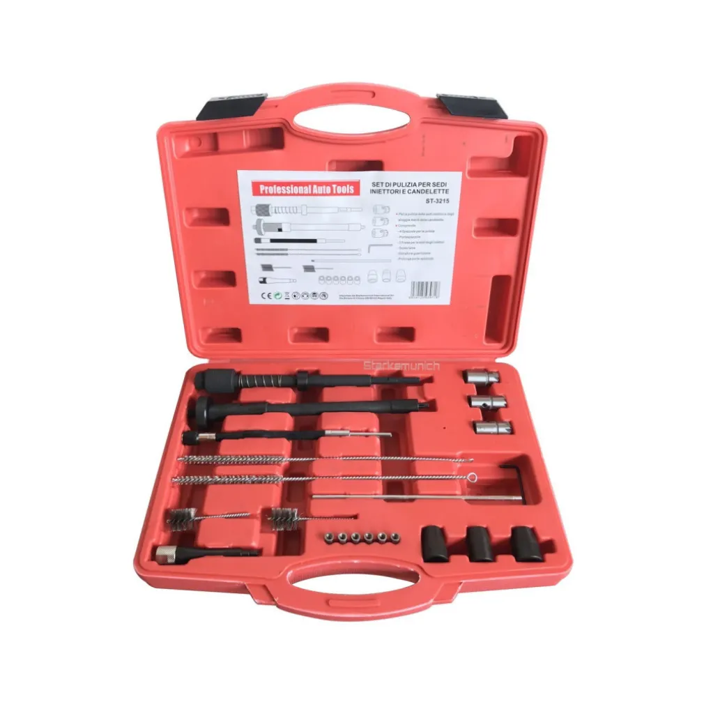 SET FRESE PULIZIA SEDE INIETTORI E SEDE CANDELETTE MOTORI AUTO 22 PZ VALIGETTA