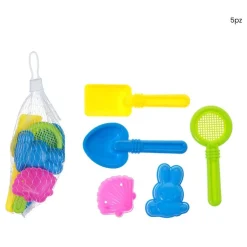 SET GIOCATTOLI DA SPIAGGIA PER BAMBINI 5PZ FORMINE PALETTA SETACCIO CUCCHIAIO 618565