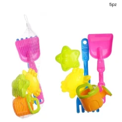SET GIOCATTOLI SPIAGGIA 5PZ BAMBINI PALETTA INNAFIATOIO RASTRELLO FORMINE MARINE 618566