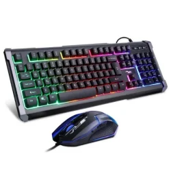 SET GIOCO CON TASTIERA LED MOUSE CABLATO USB RETROILLUMINATA MULTICOLORE Q803-RGB