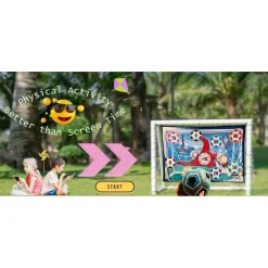 SET GIOCO PER BAMBINI 8PZ PALLONE DA CALCIO PICCHETTI GANCI BERSAGLIO ADESIVO 60