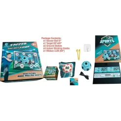 SET GIOCO PER BAMBINI 8PZ PALLONE DA CALCIO PICCHETTI GANCI BERSAGLIO ADESIVO 60