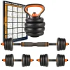 SET 6IN1 MULTIFUNZIONE PESO 30 KG MANUBRI CON BILANCIERE E KETTLEBELL COMPONIBILE