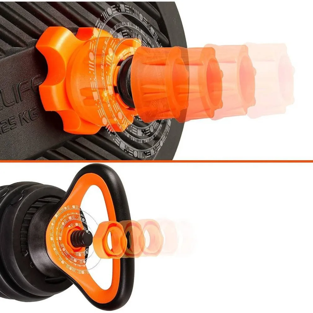 SET 6IN1 MULTIFUNZIONE PESO 20KG MANUBRI CON BILANCIERE E KETTLEBELL COMPONIBILE