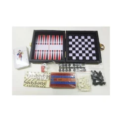 SET 6IN1 SCACCHI DAMA DOMINO BACKGAMMN GIOCHI DA TAVOLO SOCIETA' VIAGGIO TRAVEL