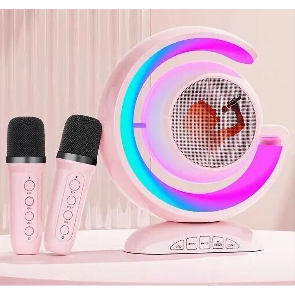 SET KARAOKE CASSA BLUETOOTH YS-110 CON 2 MICROFONO ALTOPARLANTE RGB PORTATILE