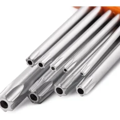 SET KIT 9 CHIAVINI TORX FORATI T10-T50 ANGOLATE STELLA BRUGOLA CHROMO VANADIO