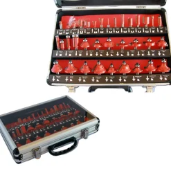 SET KIT 35 PEZZI FRESE PER LEGNO PER PANTOGRAFO IN VALIGETTA DI ALLUMINIO 8mm