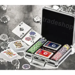 SET KIT 100 POKER FICHES CHIPS VALIGETTA CARTE GIOCO TAVOLO TEXAS HOLDEM DEALER