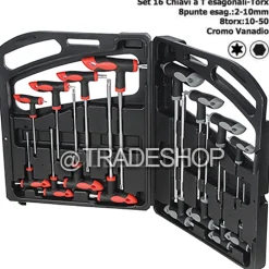 SET KIT 16 PZ CHIAVI CHIAVE A T ESAGONALI E TORX LUNGHE VALIGETTA PROFESSIONALI