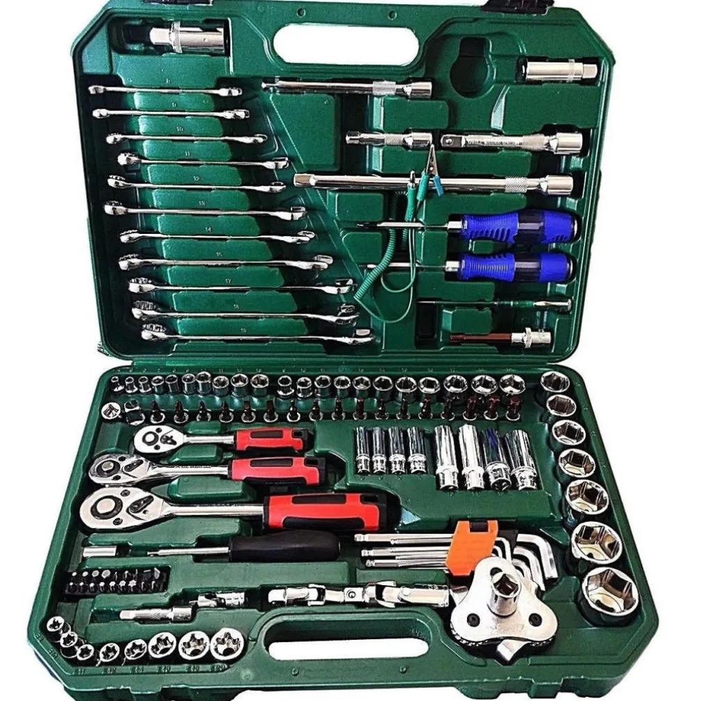 SET KIT UTENSILI 121 PZ BUSSOLE CHIAVE CHIAVI CRICCHETTO ATTREZZI 1/4" 3/8" 1/2"