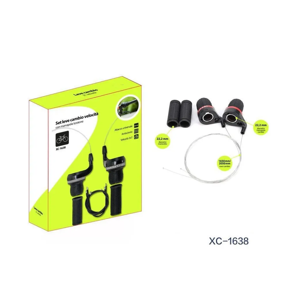 SET LEVE PER CAMBIO VELOCITA 3X7 CON MANOPOLA TORSIONE ANTISCIVOLO BICI XC-1638