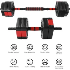 SET MANUBRI BILANCIERE CON BIELLA REGOLABILI 30KG ALLENAMENTO CORPO PALESTRA CASA