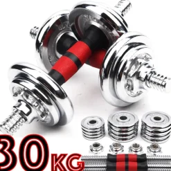 SET MANUBRI COMPONIBILI PESI REGOLABILI PALESTRA DUMBBELL IN ACCIAIO 30 KG TOT