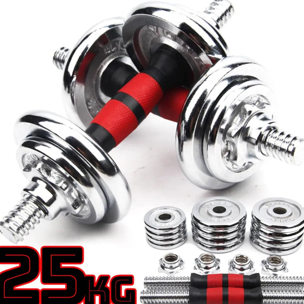 SET MANUBRI COMPONIBILI PESI REGOLABILI PALESTRA DUMBBELL IN ACCIAIO 25KG TOTALE