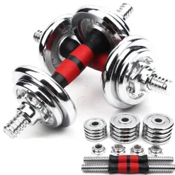 SET MANUBRI COMPONIBILI PESI REGOLABILI PALESTRA DUMBBELL IN ACCIAIO 10KG TOTALE