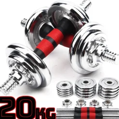 SET MANUBRI COMPONIBILI PESI REGOLABILI PALESTRA DUMBBELL IN ACCIAIO 20 KG TOT
