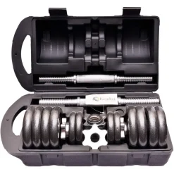 SET MANUBRI REGOLABILI GHISA DA 20 KG PER BODYBUILDING FITNESS SOLLEVAMENTO PESI