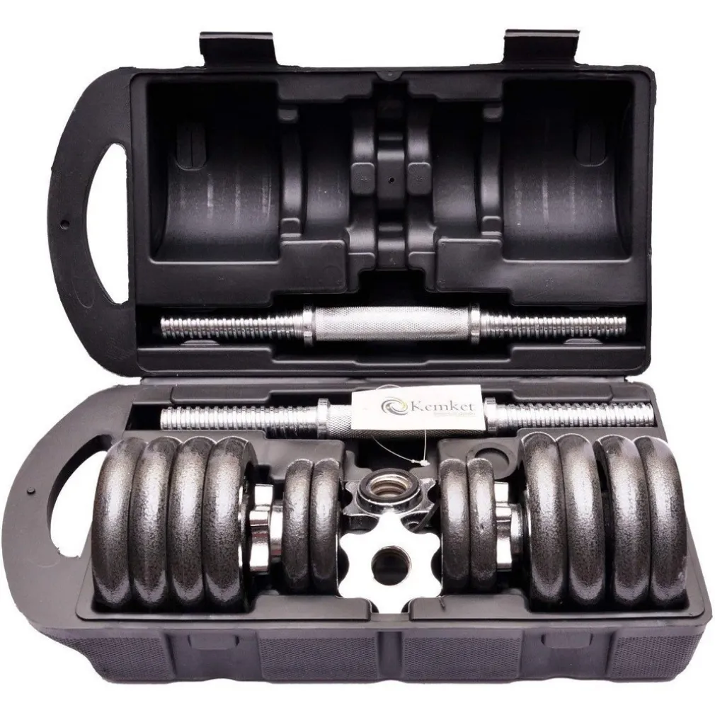 SET MANUBRI REGOLABILI GHISA DA 20 KG PER BODYBUILDING FITNESS SOLLEVAMENTO PESI