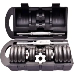 SET MANUBRI REGOLABILI GHISA DA 15 KG PER BODYBUILDING FITNESS SOLLEVAMENTO PESI