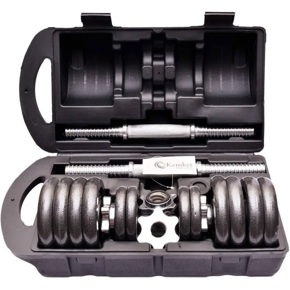 SET MANUBRI REGOLABILI GHISA DA 15 KG PER BODYBUILDING FITNESS SOLLEVAMENTO PESI