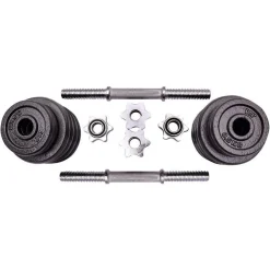 SET MANUBRI REGOLABILI GHISA DA 15 KG PER BODYBUILDING FITNESS SOLLEVAMENTO PESI