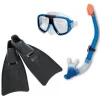SET MASCHERA BOCCAIO PINNE PER IMMERSIONI SNORKELING SUB MARE PISCINA BLU