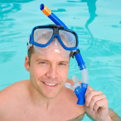 SET MASCHERA BOCCAIO PINNE PER IMMERSIONI SNORKELING SUB MARE PISCINA BLU