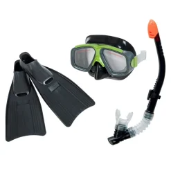 SET MASCHERA BOCCAIO PINNE PER IMMERSIONI SNORKELING SUB MARE PISCINA NERO