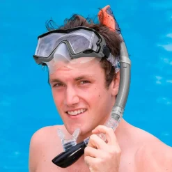SET MASCHERA CON BOCCAIO PER IMMERSIONI SNORKELING SUB MARE PISCINA NERO