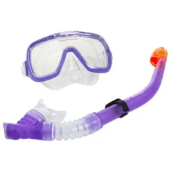 SET MASCHERA CON BOCCAIO PER IMMERSIONI SNORKELING SUB MARE PISCINA VIOLA