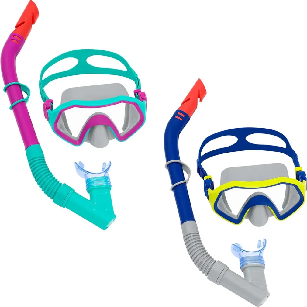SET MASCHERA PER SNORKELING CON BOCCAGLIO PER BAMBINI 7-14 ANNI COLORI ASS 24025