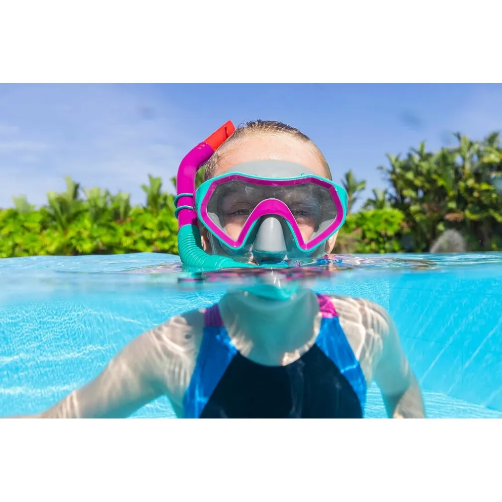 SET MASCHERA PER SNORKELING CON BOCCAGLIO PER BAMBINI 7-14 ANNI COLORI ASS 24025