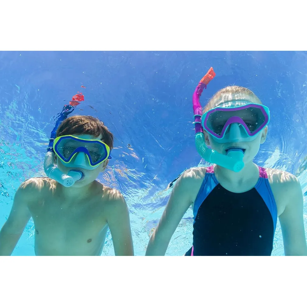 SET MASCHERA PER SNORKELING CON BOCCAGLIO PER BAMBINI 7-14 ANNI COLORI ASS 24025