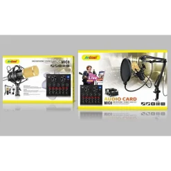 SET MICROFONO CON MIX SCHEDE AUDIO FILTRO ANTI-POP SUPPORTO GIREVOLE STUDIO MIC8