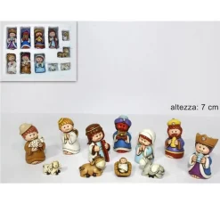 SET NATIVITA BAMBINI PER PRESEPE NATALE STATUINE PRESEPIO IN RESINA 7CM 11PZ