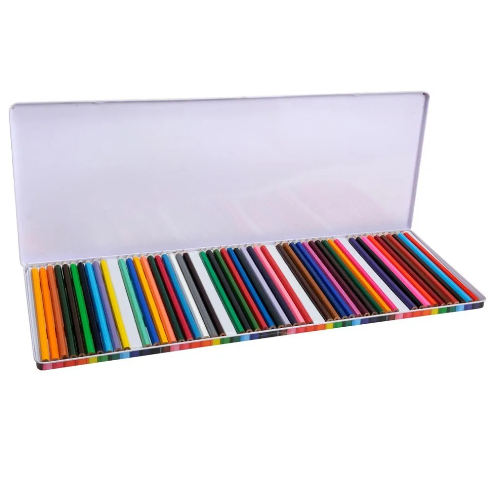SET PASTELLI COLORATI 50 PZ. MATITE IN LEGNO PER COLORARE BAMBINI SCUOLA DISEGNO