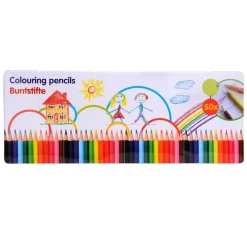 SET PASTELLI COLORATI 50 PZ. MATITE IN LEGNO PER COLORARE BAMBINI SCUOLA DISEGNO