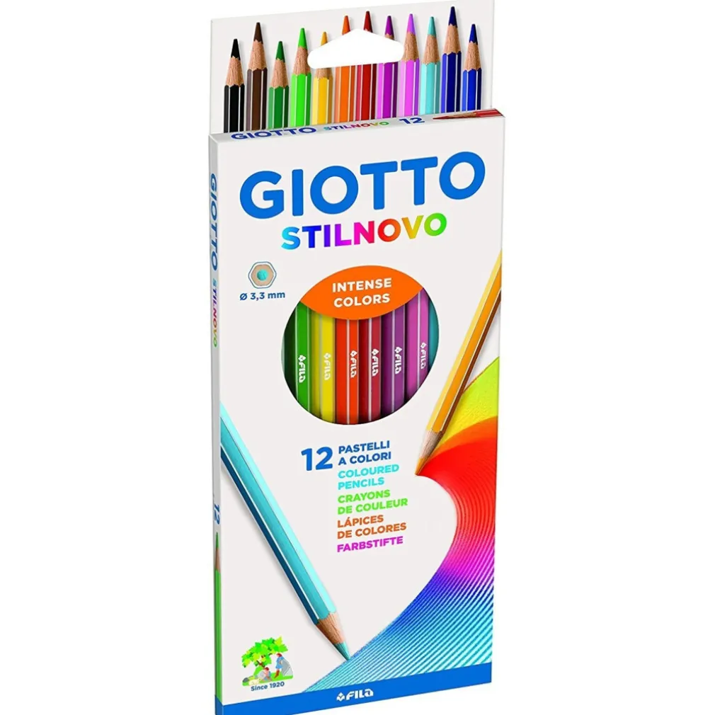 SET PASTELLI COLORATI 12 PZ. MATITE IN LEGNO PER COLORARE GIOTTO SCUOLA DISEGNO